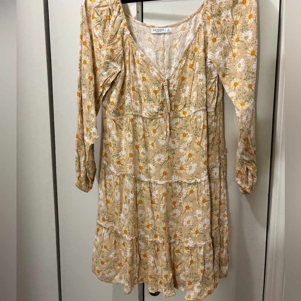 Yellow Smocked Tie Front Midi Sundress
